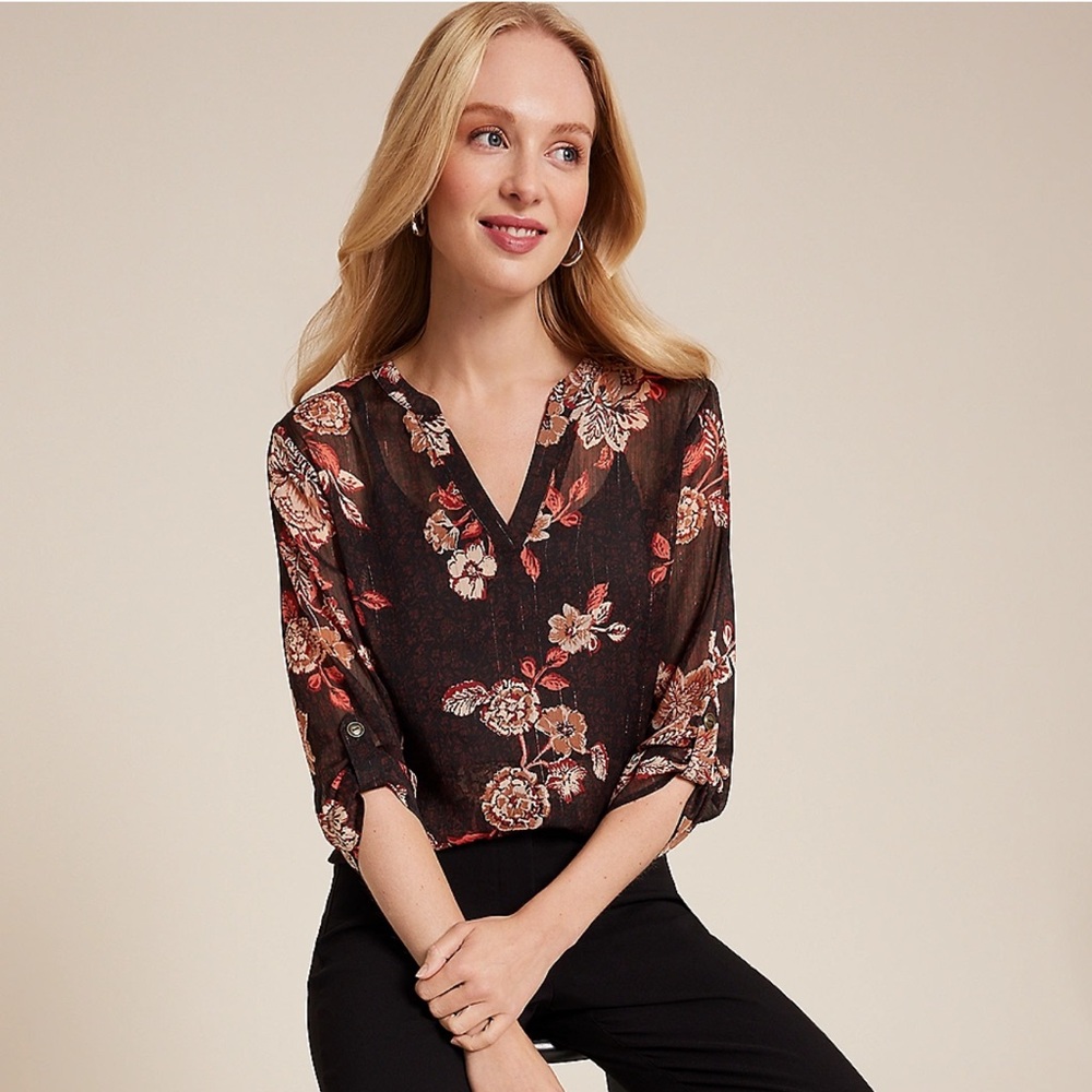 Maurice’s Atwood Floral 3/4 Sleeve Floral Blouse